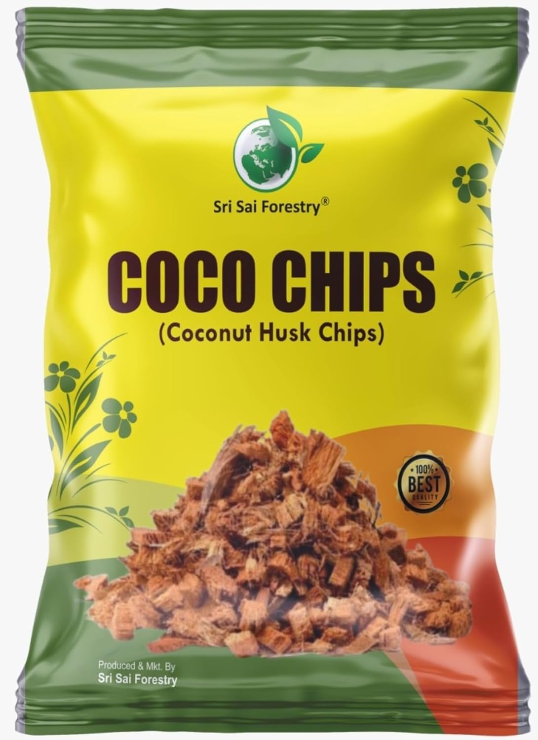 Coco chips mulch for soil moisture retention and plant protection