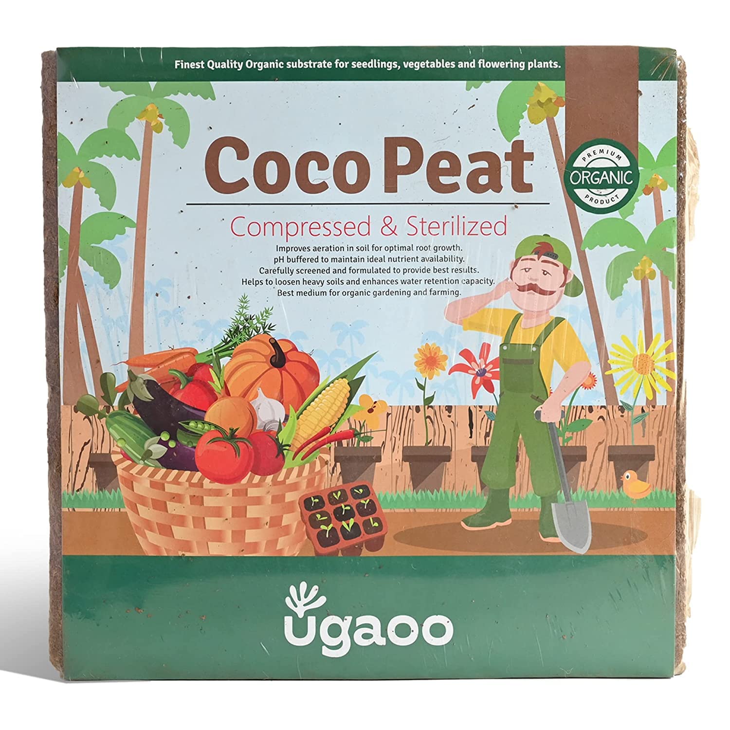 Cocopeat block soil conditioner for root growth and moisture retention