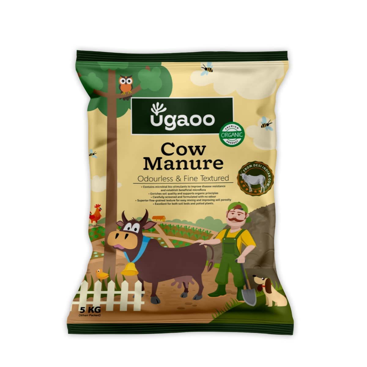 Cow dung manure organic fertilizer for soil health and plant growth