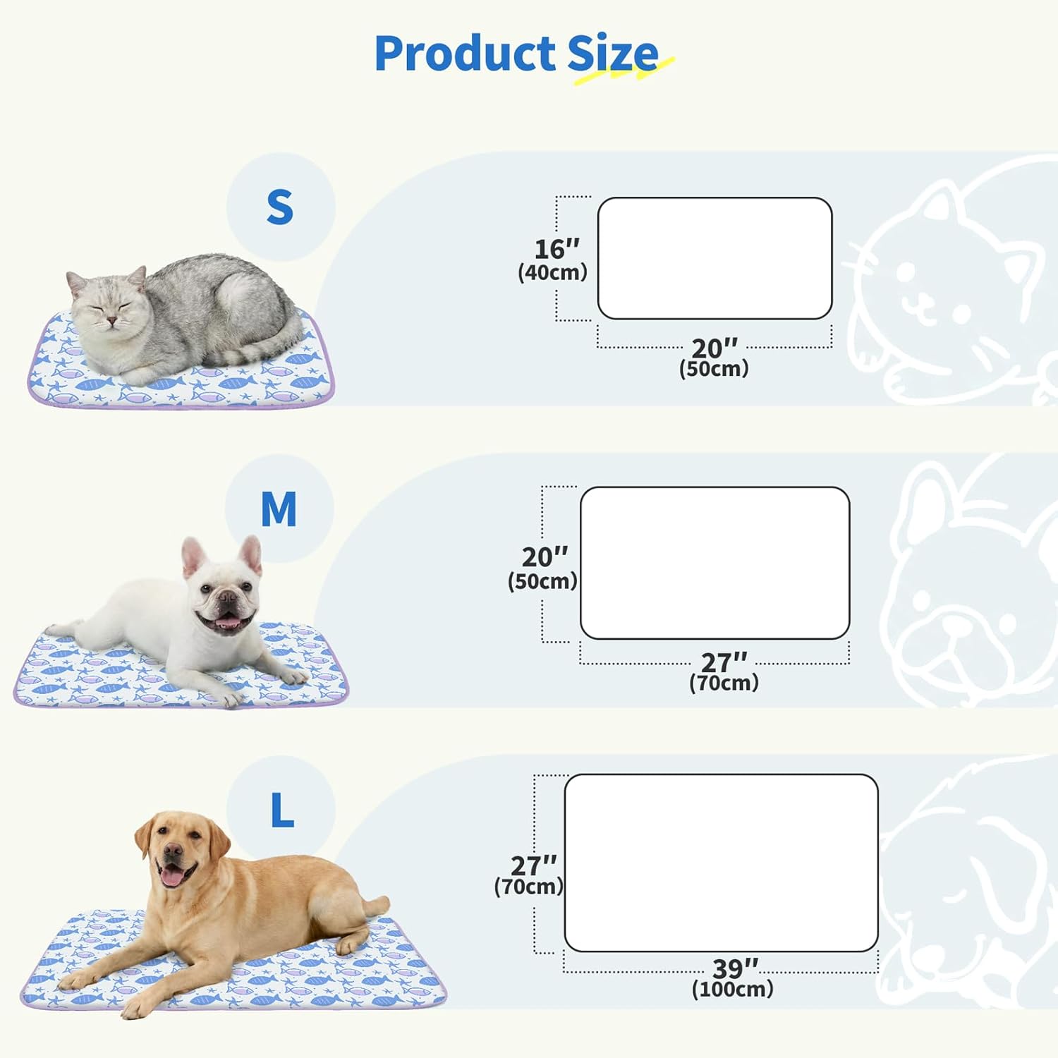 Pet cooling mat for dogs to stay cool during heat waves and hot summer weather